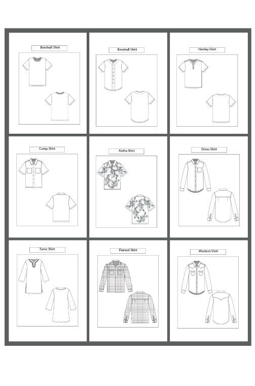 9 Men’s Shirt Sketch Templates – Editable AI & PDF - smart pattern making