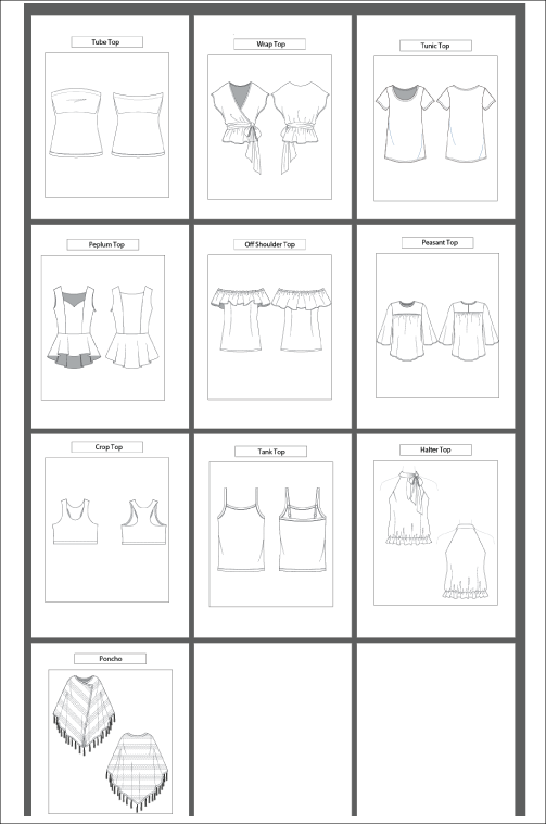 10 Women’s Top Sketch Templates – AI & PDF Files - smart pattern making