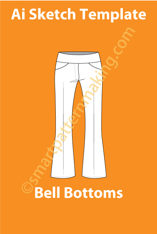 Bell Bottoms Pants Fashion Sketch Template - smart pattern making