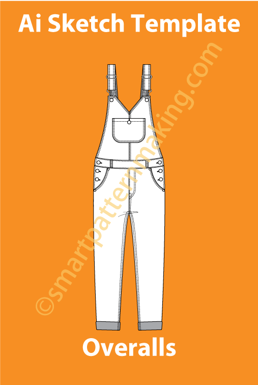 Overalls Women's/ Design Fashion Sketch /Customize Your Own Overalls and Colors/ Download Illustrator/ Fashion Sketch Template/ Front & Back View File. - smart pattern making