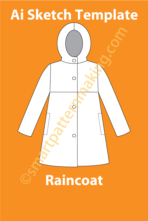 Raincoat Women Fashion Sketch Template - smart pattern making