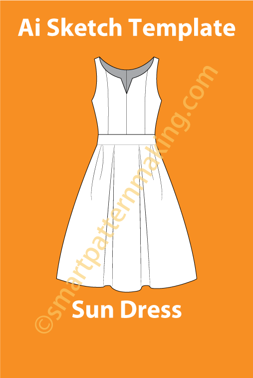 Sun Dress Fashion Sketch Template - smart pattern making