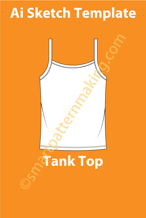 Tank Top Women/ Illustrator Flat Sketch Template/ Front And Back View Available - smart pattern making
