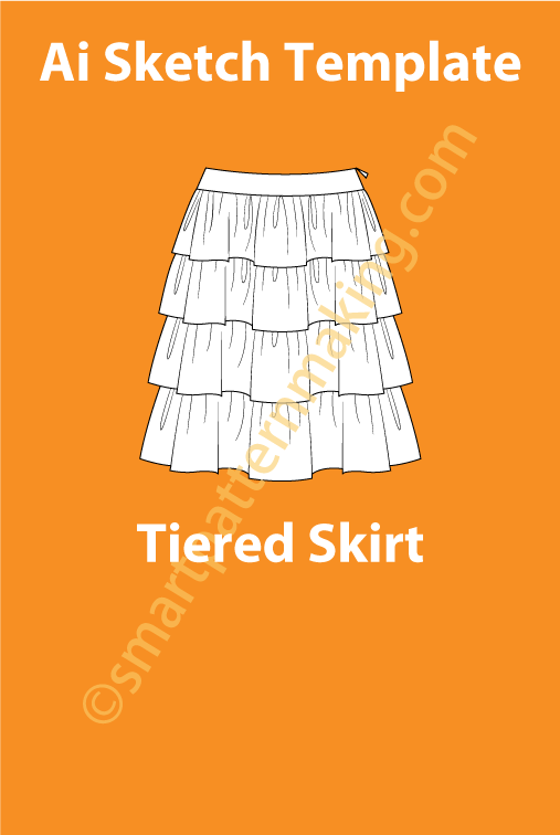 Tiered Skirt Fashion Sketch Template - smart pattern making