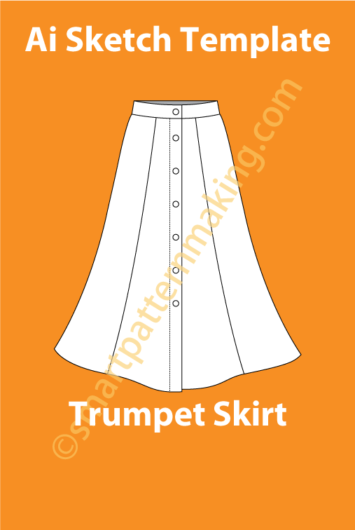 Trumpet Skirt Fashion Sketch Template - smart pattern making