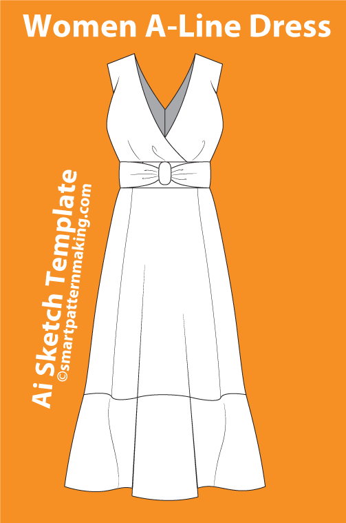 11 Women’s Dress Sketch Templates – Editable AI & PDF - smart pattern making