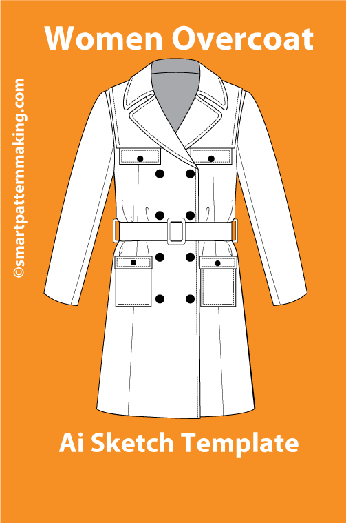 8 Women’s Jacket & Coat Sketch Templates – AI & PDF - smart pattern making
