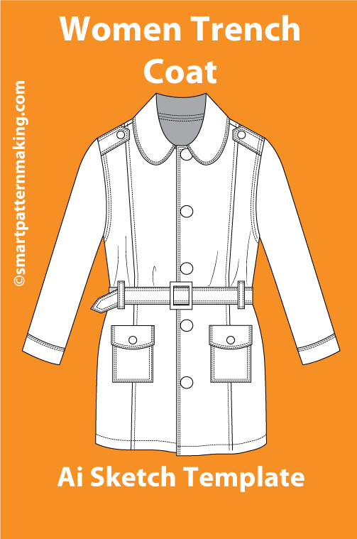 8 Women’s Jacket & Coat Sketch Templates – AI & PDF - smart pattern making