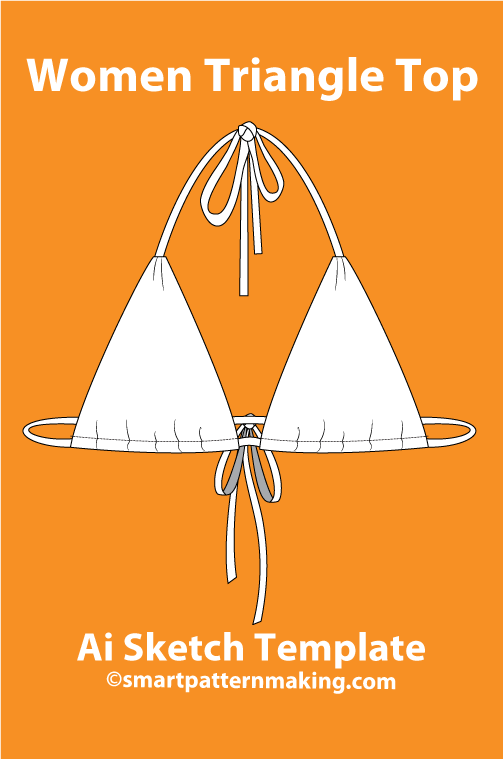 8 Women’s Bikini Top Sketch Templates – AI & PDF - smart pattern making