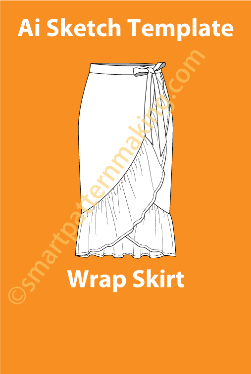 Wrap Skirt Fashion Sketch Template - smart pattern making