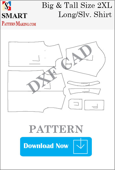 Big and Tall Long Sleeve Shirt Downloadable DXF/CAD Pattern - smart pattern making