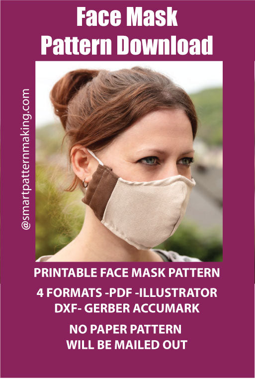 Face Mask PDF Pattern Download, Men/Women Mundschutz, 4 Sizes Schutzmaske, Mascherina, + 4 Formats Tapa Bocas, Combo Digital Pattern Download. - smart pattern making