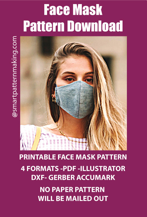 Face Mask PDF Pattern Download, Men/Women Mundschutz, 4 Sizes Schutzmaske, Mascherina, + 4 Formats Tapa Bocas, Combo Digital Pattern Download. - smart pattern making