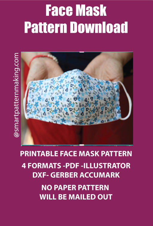 Face Mask PDF Pattern Download, Men/Women Mundschutz, 4 Sizes Schutzmaske, Mascherina, + 4 Formats Tapa Bocas, Combo Digital Pattern Download. - smart pattern making