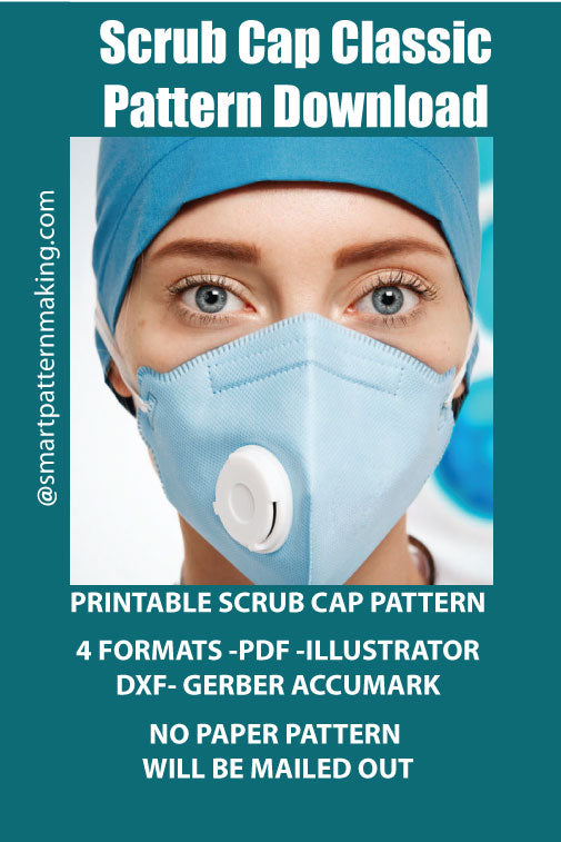 Scrub Cap Classic PDF Pattern Download, Nurse Hat, Scrub Cap Men, Capuchon De Chirugie, Chapeu De Gommage, + 4 Formats Gorro Quirrurgico Combo Digital Pattern Download. - smart pattern making