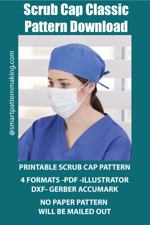 Scrub Cap Classic PDF Pattern Download, Nurse Hat, Scrub Cap Men, Capuchon De Chirugie, Chapeu De Gommage, + 4 Formats Gorro Quirrurgico Combo Digital Pattern Download. - smart pattern making