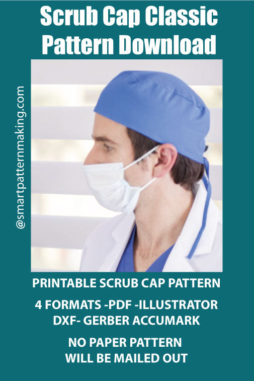 Scrub Cap Classic PDF Pattern Download, Nurse Hat, Scrub Cap Men, Capuchon De Chirugie, Chapeu De Gommage, + 4 Formats Gorro Quirrurgico Combo Digital Pattern Download. - smart pattern making