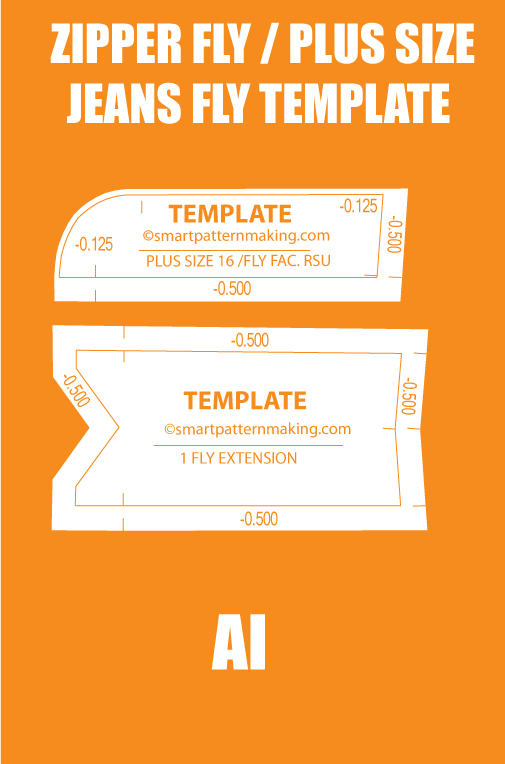 Zipper Fly / Plus Size Jeans Fly Template – PDF & AI - smart pattern making