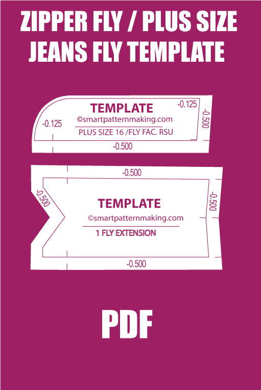 Zipper Fly / Plus Size Jeans Fly Template – PDF & AI - smart pattern making
