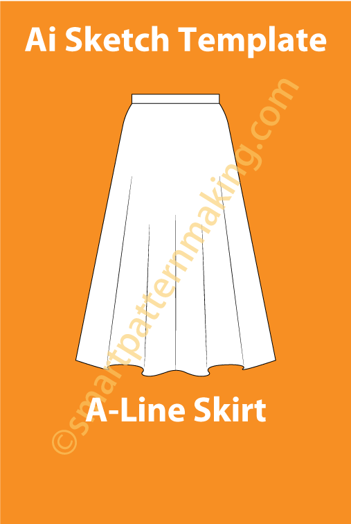 A-Line Skirt Fashion Sketch Template - smart pattern making