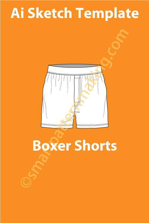 Boxer Shorts For Women/Men Illustrator Flat Sketch Template/ Front And Back View Available - smart pattern making
