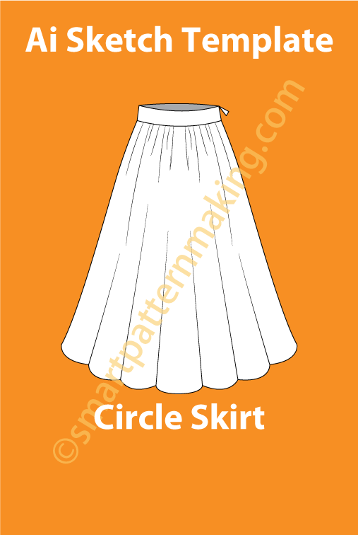 Circle Skirt Fashion Sketch Template - smart pattern making