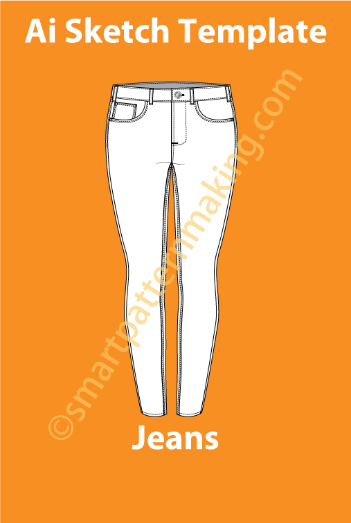 Jeans For Women/ Design Fashion Sketch/ Customize Your Own Jeans and Colors/ Download Illustrator/ Fashion Sketch Template/ Front & Back View File - smart pattern making
