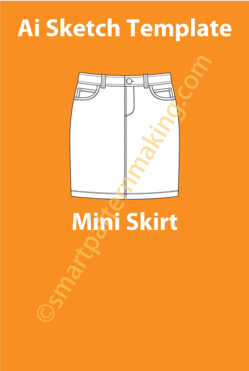 Mini Skirt Women Fashion Sketch Template - smart pattern making