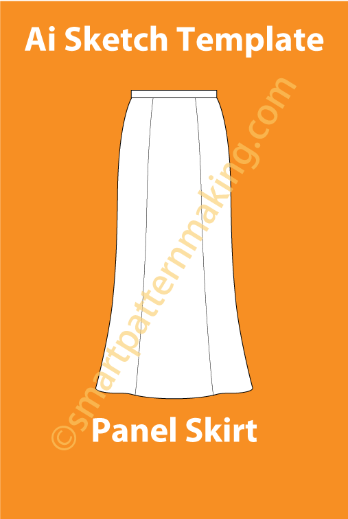 Panel Skirt Fashion Sketch Template - smart pattern making