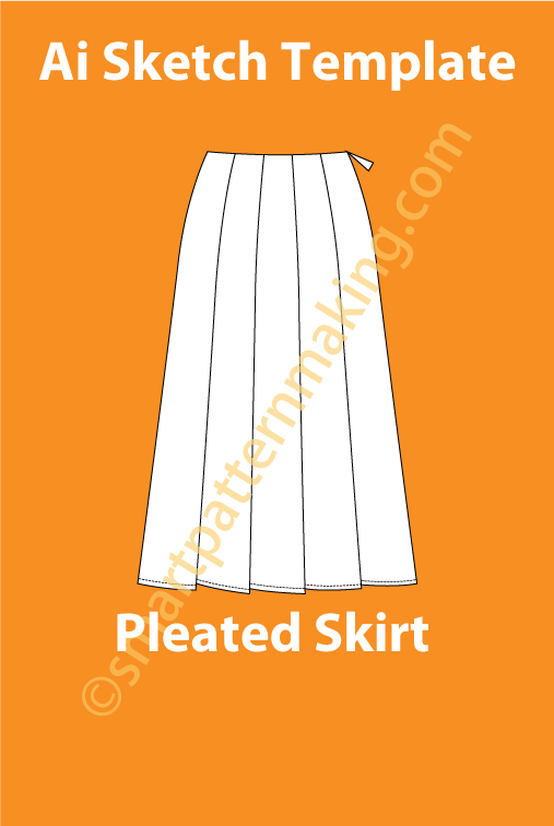 Pleated Skirt Fashion Sketch Template - smart pattern making