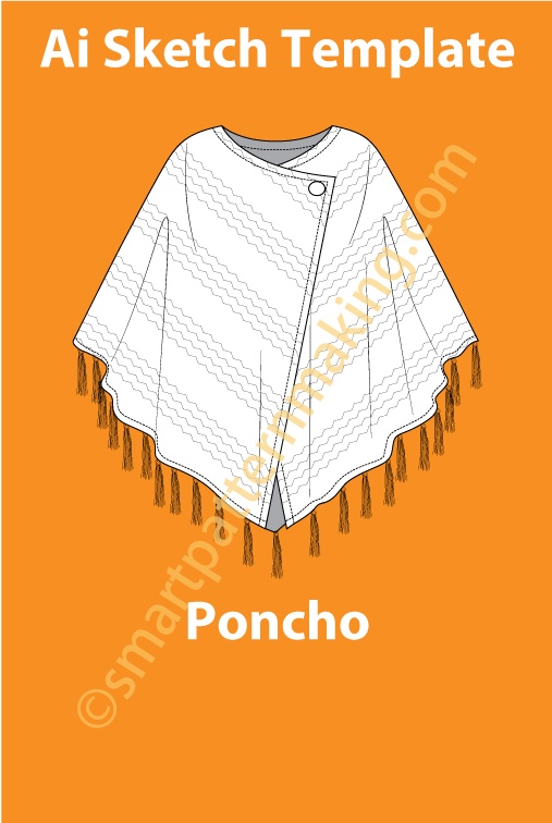 Poncho Fashion Sketch Template - smart pattern making