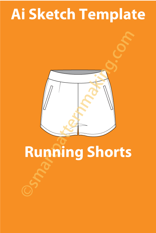 Running Shorts For Women/ Illustrator Flat Sketch Template/ Front And Back View Available - smart pattern making