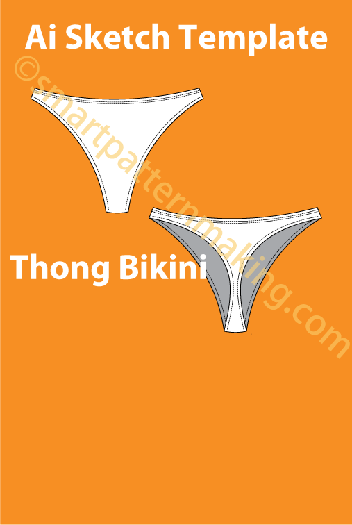 Thong Bikini Women/ Design Fashion Sketch /Customize Your Own Thong Bikini and Colors/ Download Illustrator/ Fashion Sketch Template/ Front & Back View File. - smart pattern making
