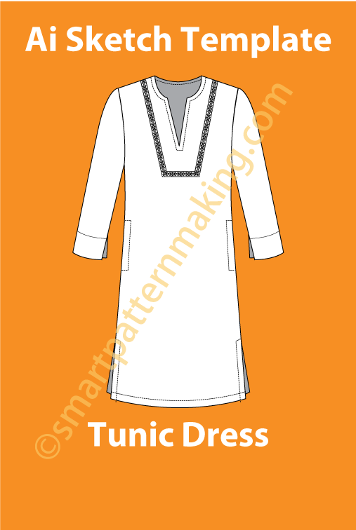Tunic Dress Fashion Sketch Template - smart pattern making