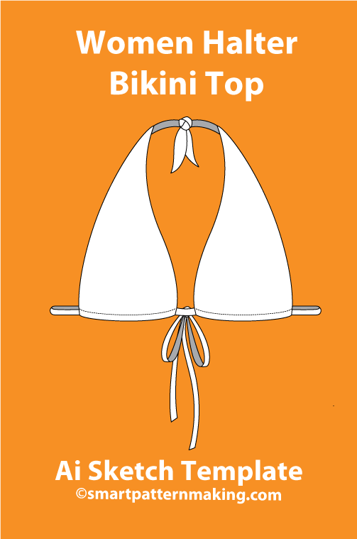 8 Women’s Bikini Top Sketch Templates – AI & PDF - smart pattern making