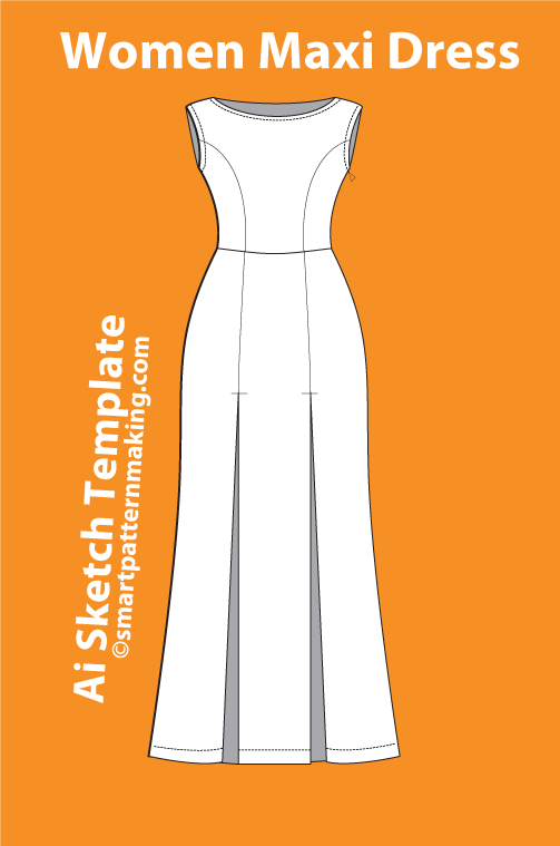 Smart Pattern Making 11 Women s Dresses Types Fashion Sketch and Vector Illustrations Flat Sketch Front and Back View Template Included