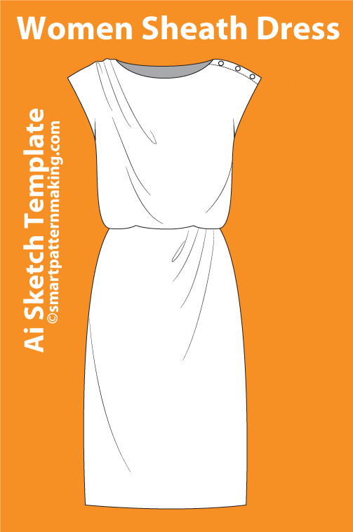 Flat Sketch Templates for Women's Dresses