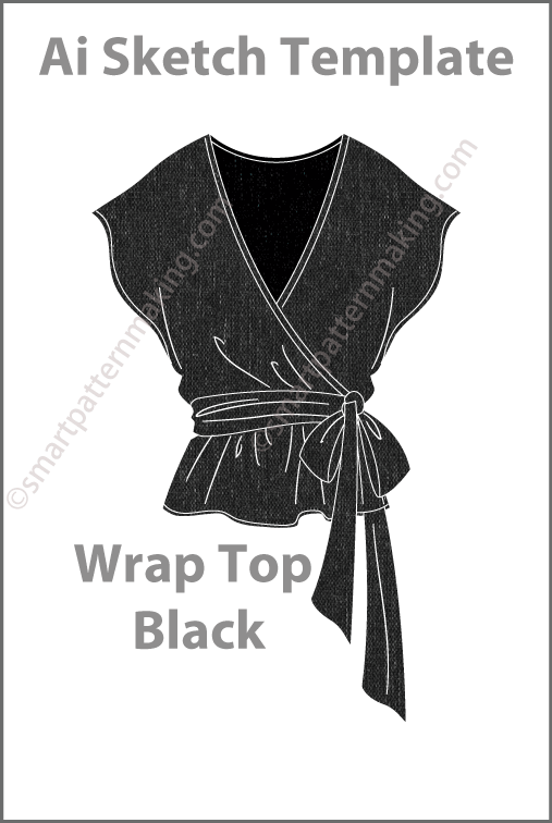 Wrap Top Fashion Sketch Template - smart pattern making