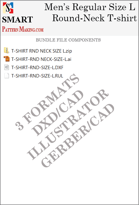 Men's Round Neck T-shirt Sewing Pattern 3 Formats Download - smart pattern making