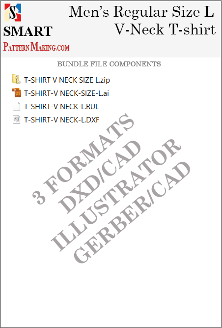 Men's V Neck T-shirt Sewing Pattern 3 Formats Download - smart pattern making