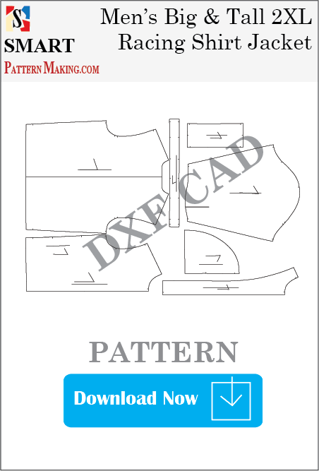 Big and Tall Racing Shirt Jacket Downloadable DXF/CAD Pattern - smart pattern making