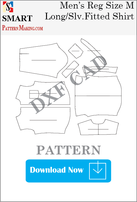 Men’s Long Sleeve Fitted Shirt Downloadable DXF/CAD Pattern - smart pattern making