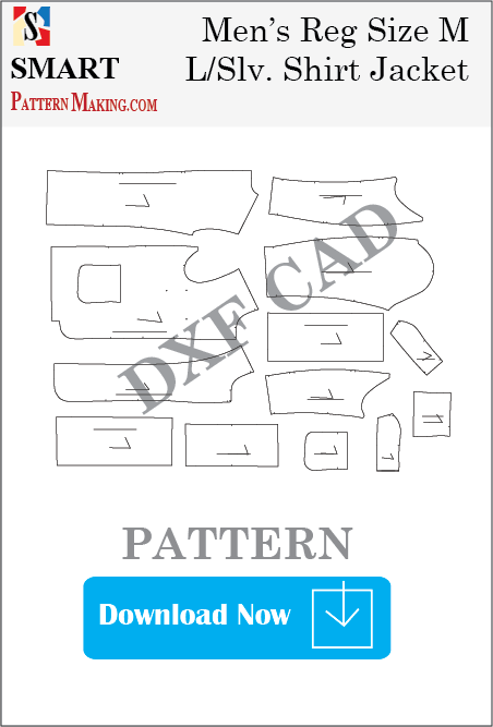 Men's Long Sleeve Shirt Jacket Downloadable DXF/CAD Pattern - smart pattern making