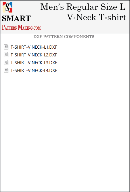 Men's V Neck T-shirt Downloadable DXF/CAD Pattern - smart pattern making