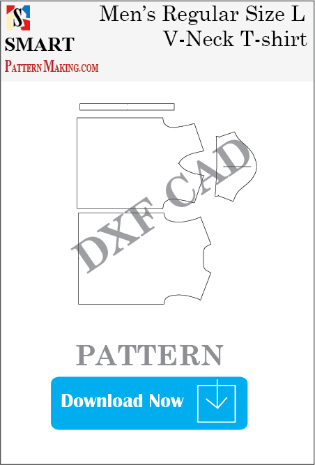 Men's V Neck T-shirt Downloadable DXF/CAD Pattern - smart pattern making