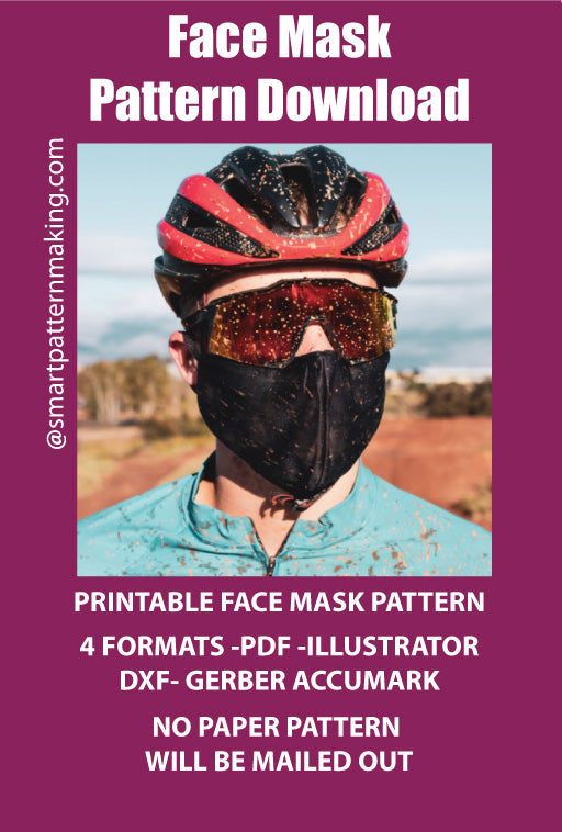 Face Mask PDF Pattern Download, Men/Women Mundschutz, 4 Sizes Schutzma