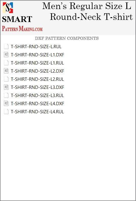 Men's Round Neck T-shirt Downloadable DXF/CAD Pattern - smart pattern making