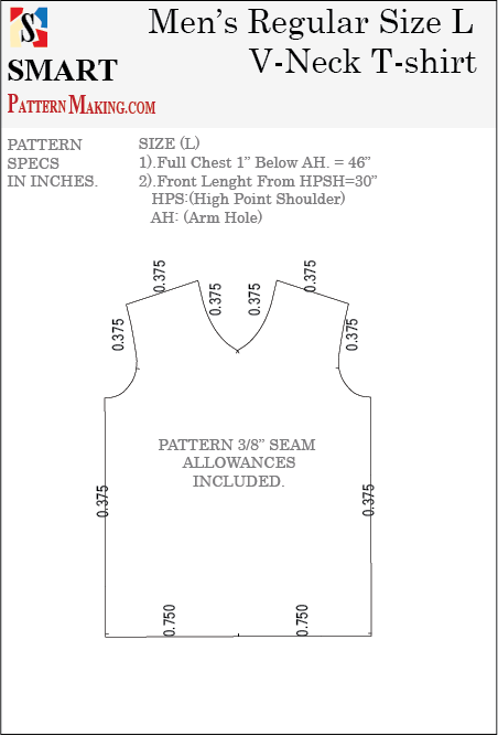 Men's V Neck T-shirt Downloadable DXF/CAD Pattern - smart pattern making