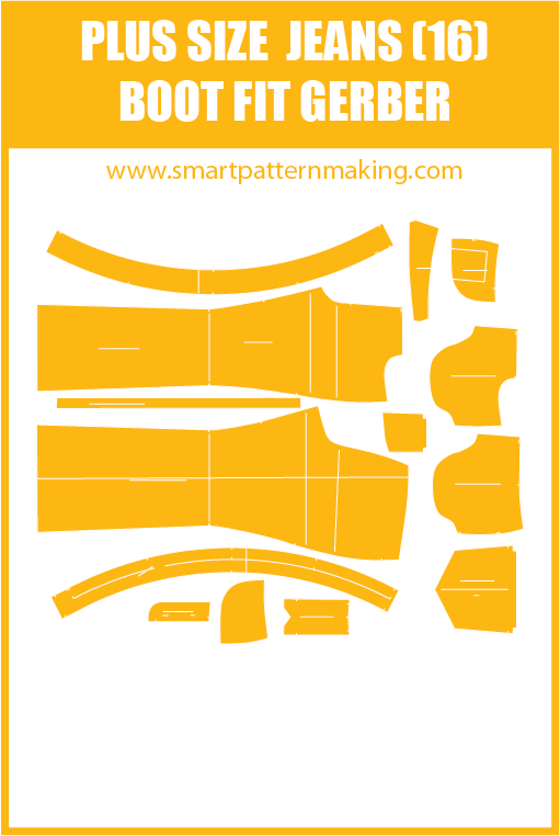 Plus Size Jeans Boot Fit Sewing Pattern Download. Gerber, DXF, and illustrator format included. - smart pattern making