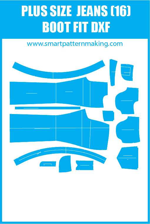 Plus Size Jeans Boot Fit Sewing Pattern Download. Gerber, DXF, and illustrator format included. - smart pattern making